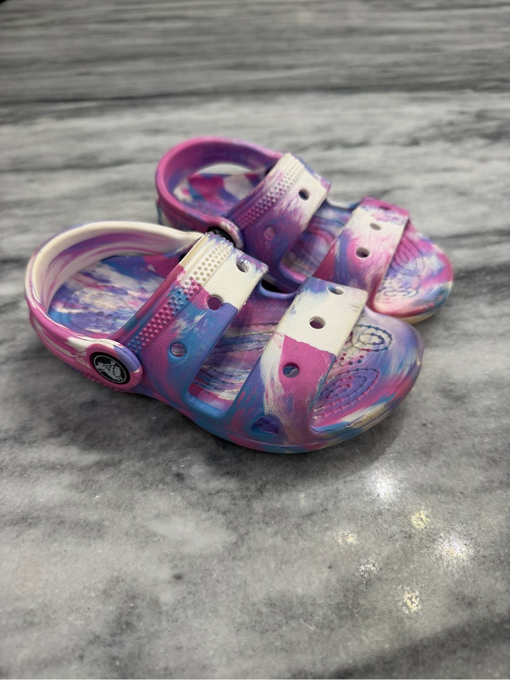 Toddlers' Classic Crocs Marbled pink &purple tie dye size 8